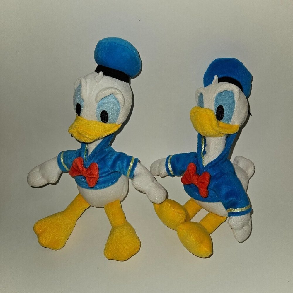 2 Donald Duck Bean Bag Plush Lot Stuffed Animal Toy Disney Duplicates